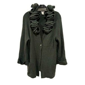 Soft Surroundings Women’s Size XL "La Vie En Rose" Green Cardigan Sweater Jacket
